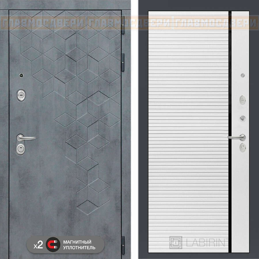 Входная дверь Бетон 22 - Белый софт, черная вставка