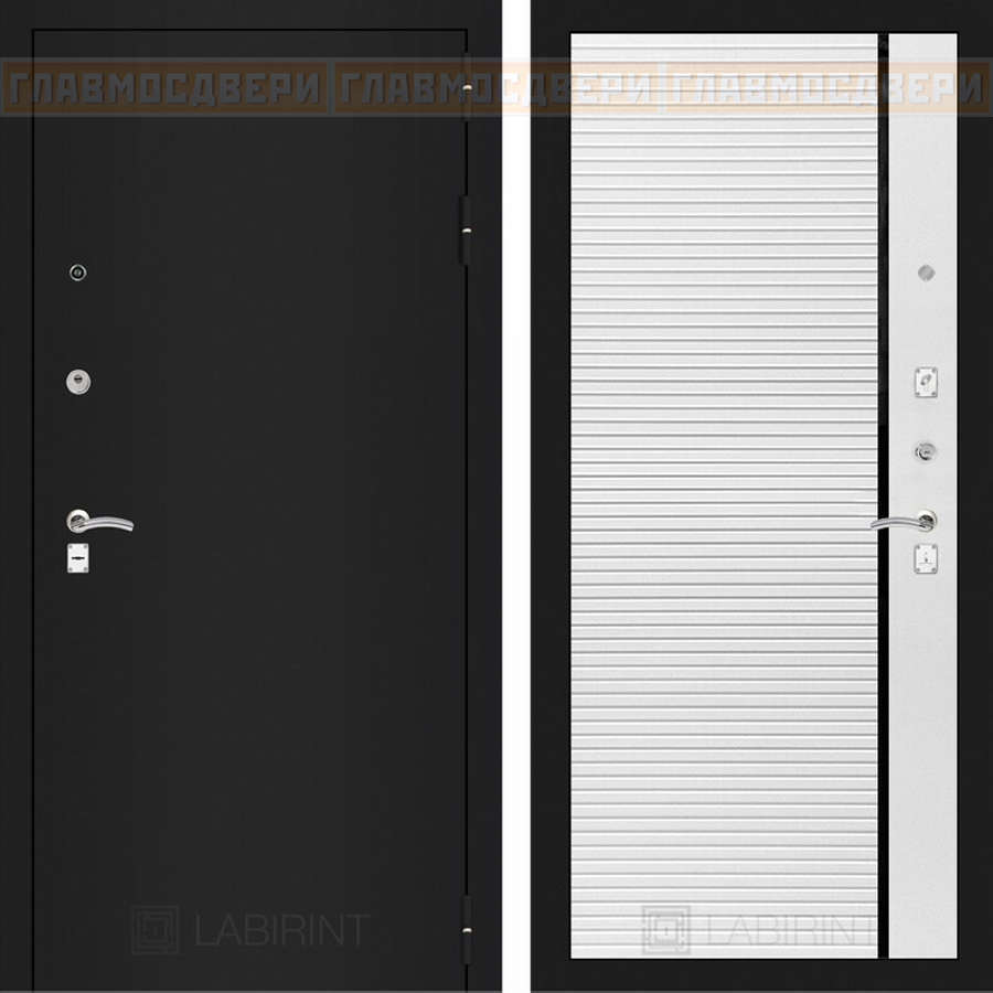 Входная дверь CLASSIC шагрень черная 22 - Белый софт, черная вставка