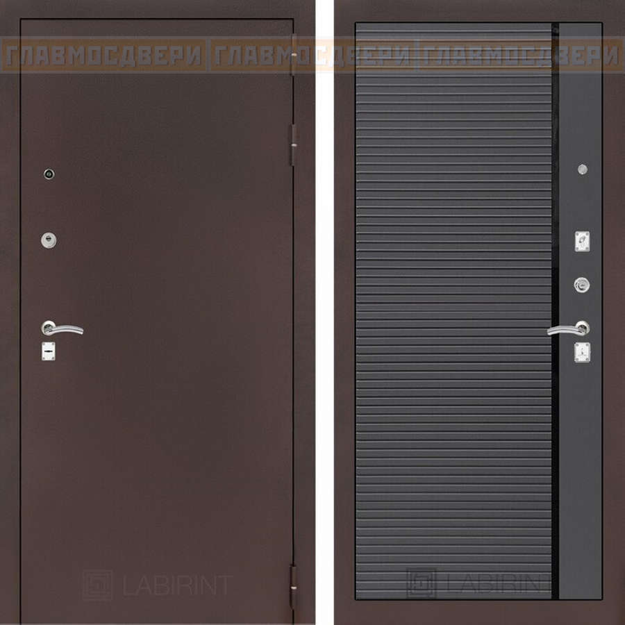 Входная дверь CLASSIC антик медный 22 - Графит софт, черная вставка